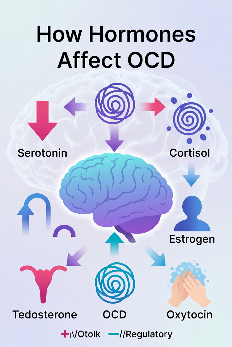 Illustration representing hormones and their potential impact on OCD symptoms and anxiety