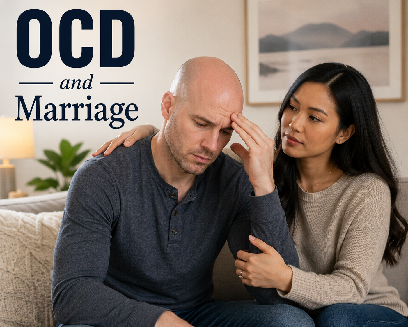Married couple sitting together while managing the emotional strain of obsessive-compulsive disorder