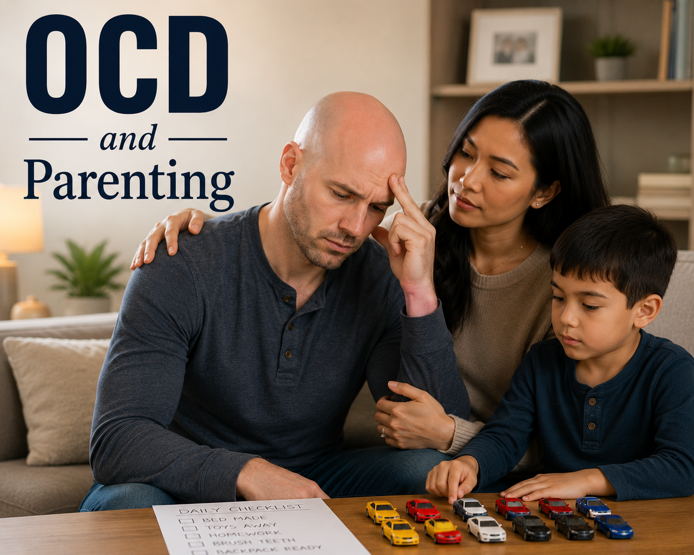 Father with OCD spending time with his children while learning to prioritize family over obsessive-compulsive disorder
