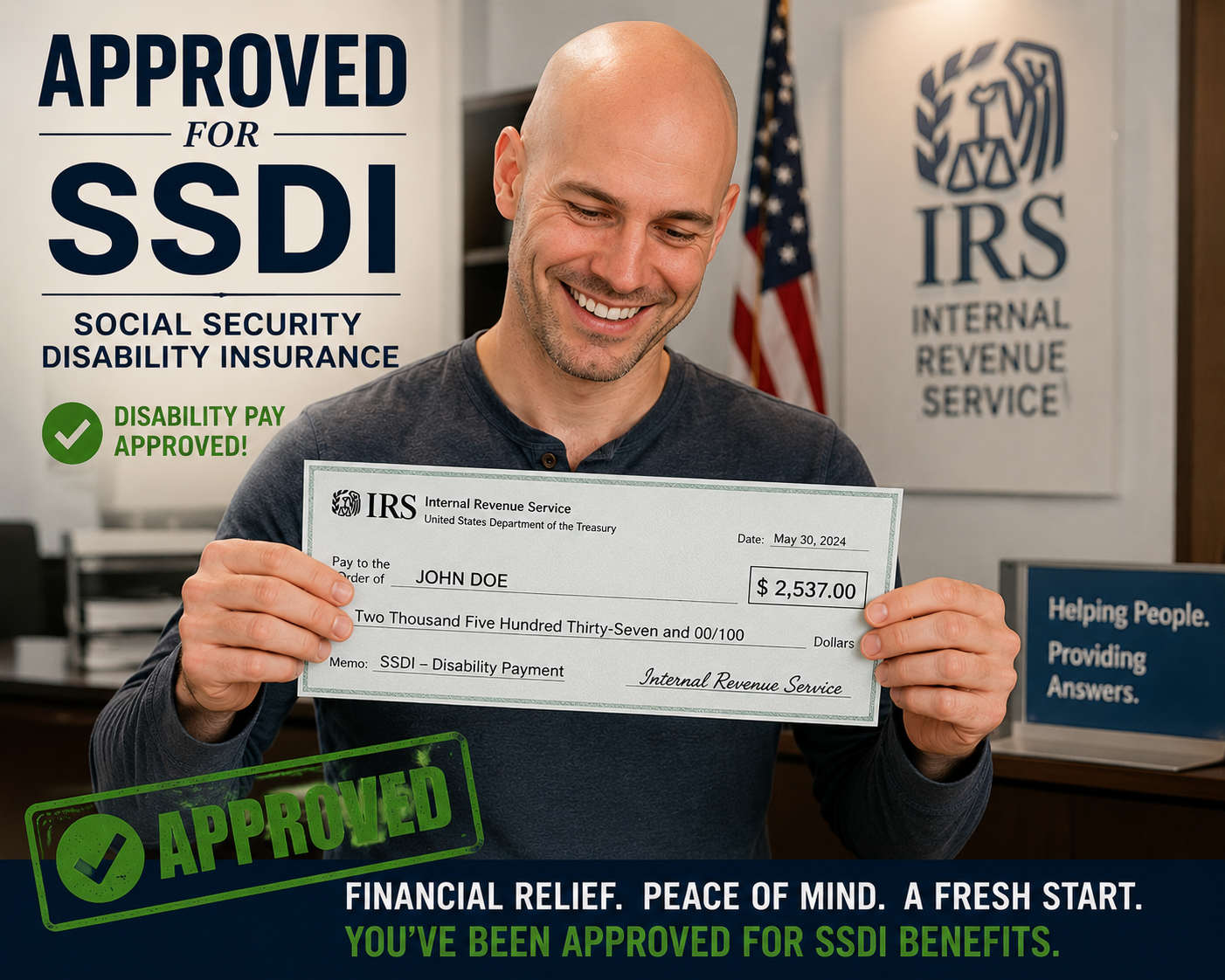 Man with severe OCD reviewing disability paperwork after receiving SSDI approval while living abroad