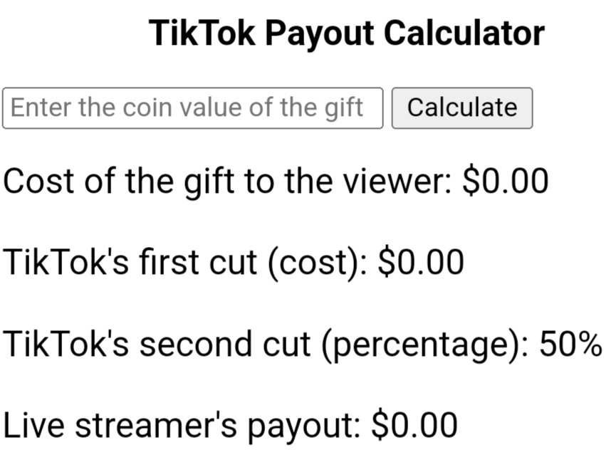 TikTok Payout and Earnings Calculator